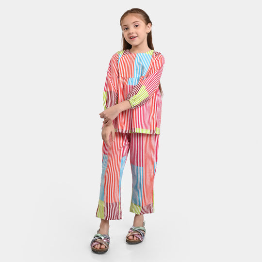 Girls Cotton Co-ord 2PC Set 3005-Multi