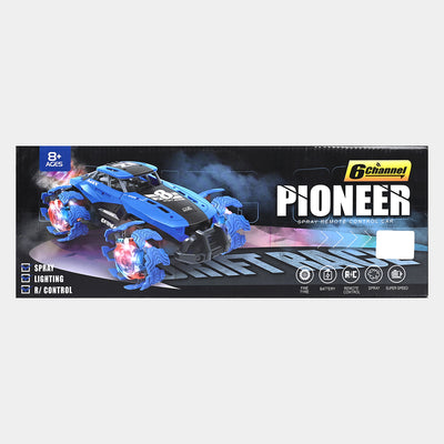Remote Control Stunt Car With Light & Spray Function For Kids