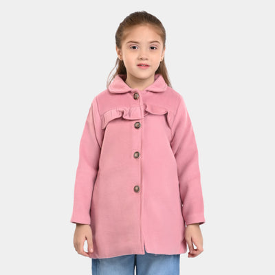 Girls Wool Woven Jacket -Pink