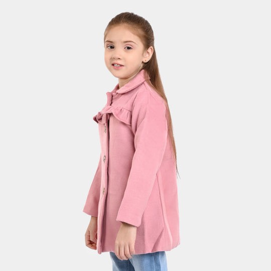 Girls Wool Woven Jacket -Pink