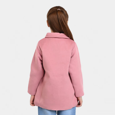 Girls Wool Woven Jacket -Pink