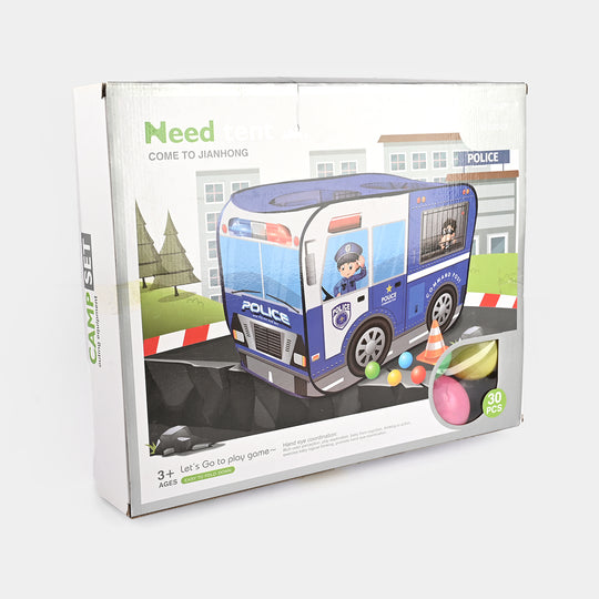 Kids Police Car Play Tent – 30-Piece Activity Set