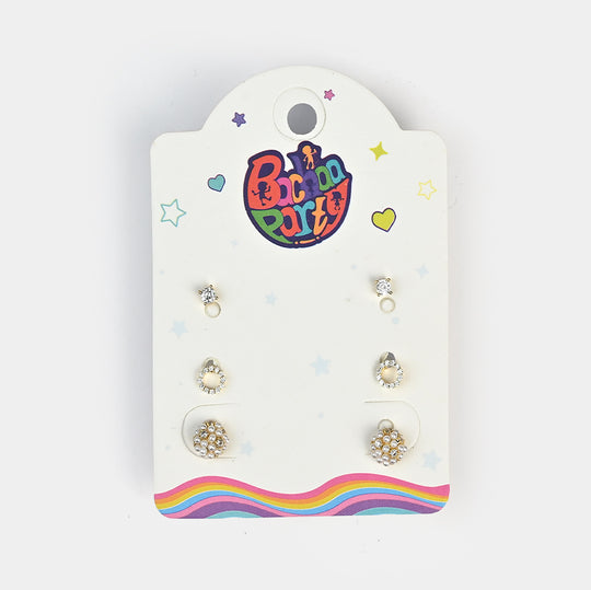 Fancy 3 Pair Stud Earring for Girls