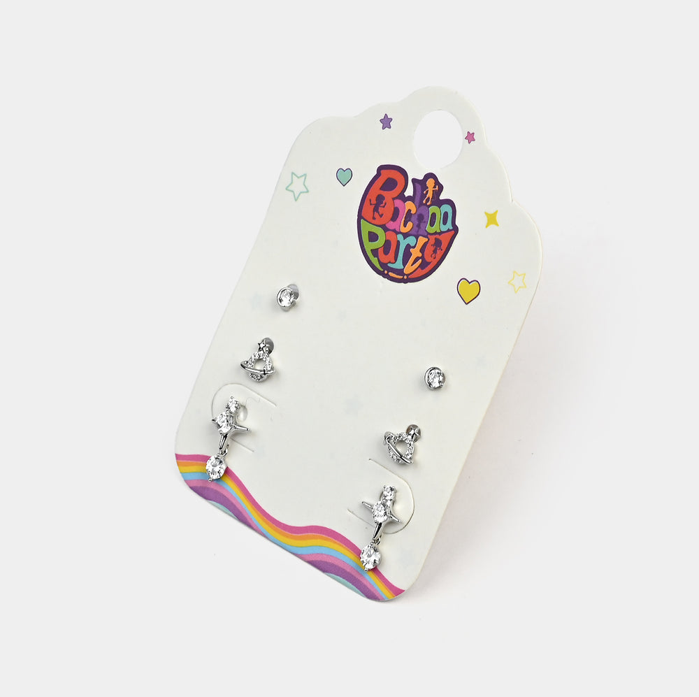 Fancy 3 Pair Stud Earring for Girls