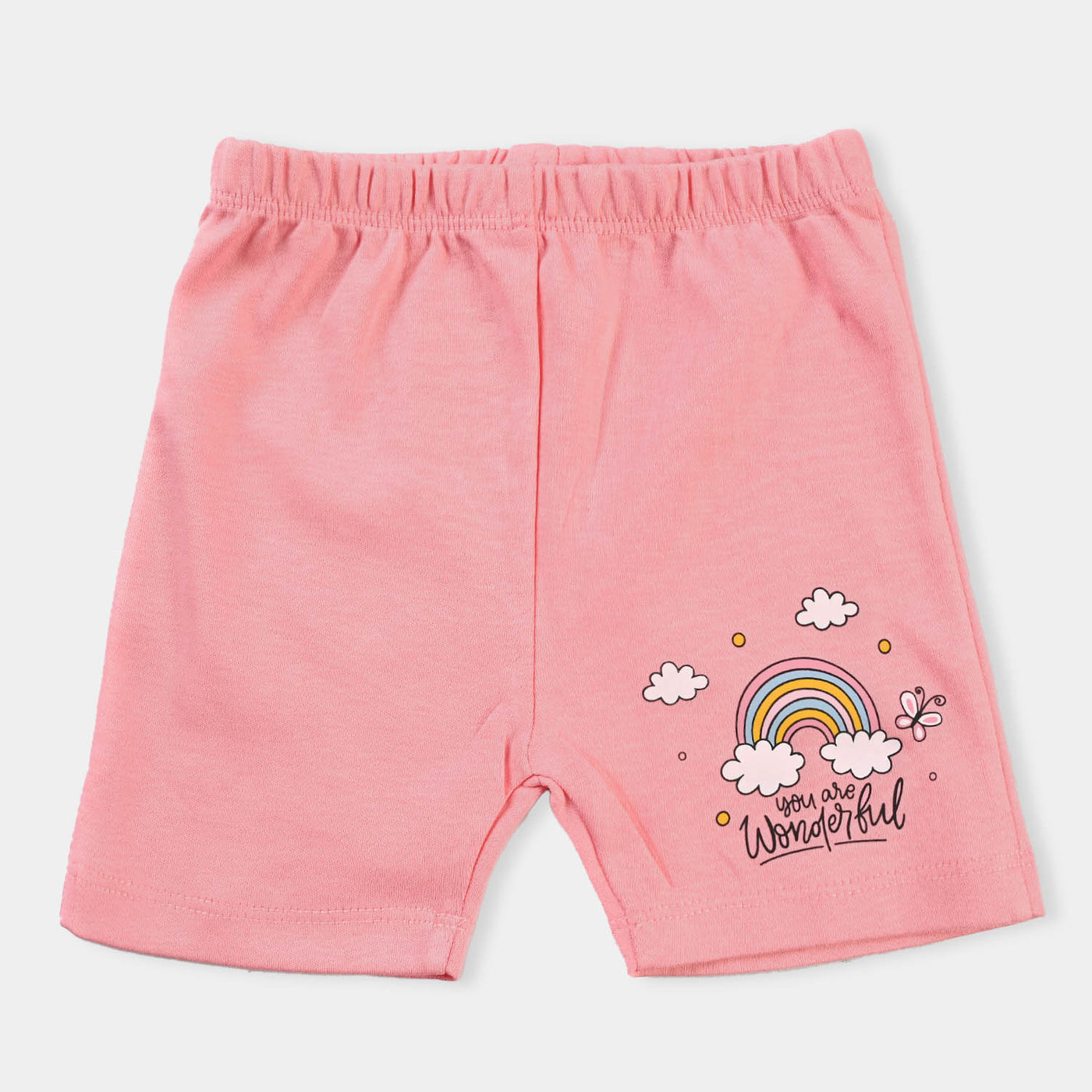 Infant Girls Cotton Poplin 4 Piece Set (T-Shirt/Short/Cap/Bib)-mIX