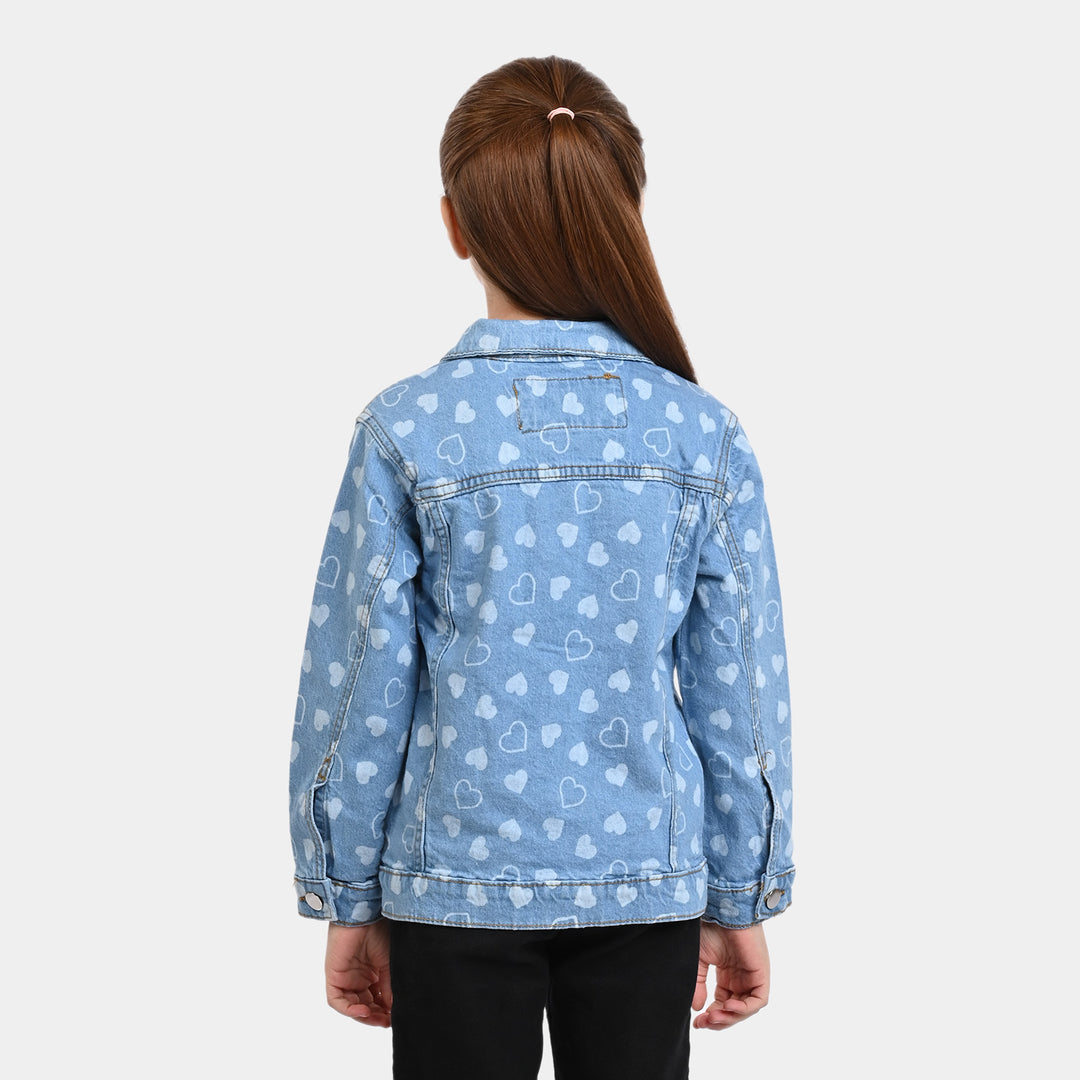 Girls Jacket Denim Hearts-Mid Blue