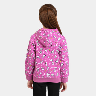 Girls Knitted Jacket Character All Over Printed - Violet