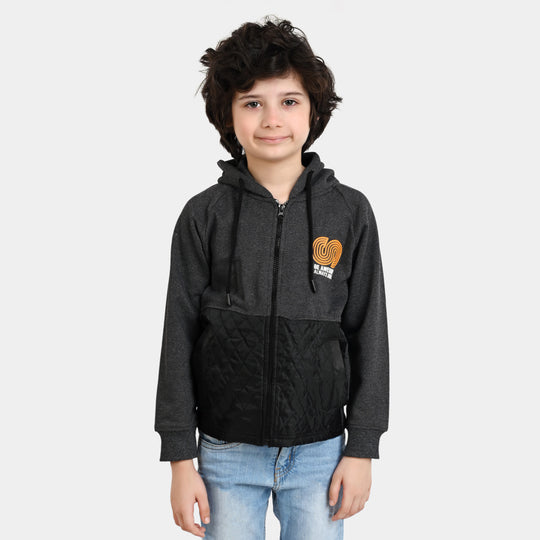 Boys Knitted Jacket Explore 2-CHARCOAL