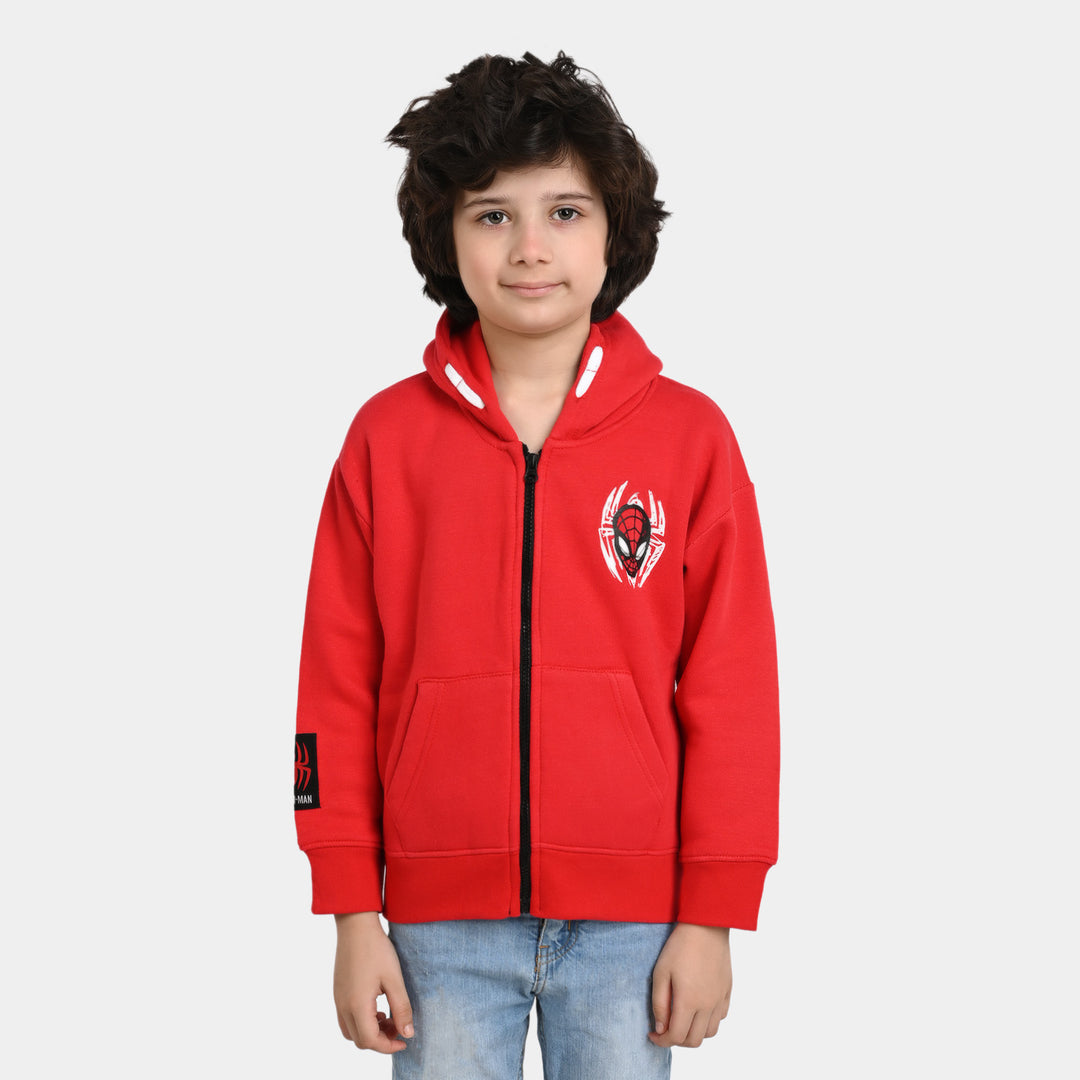 Boys Fleece Knitted Jacket Spidey-Red