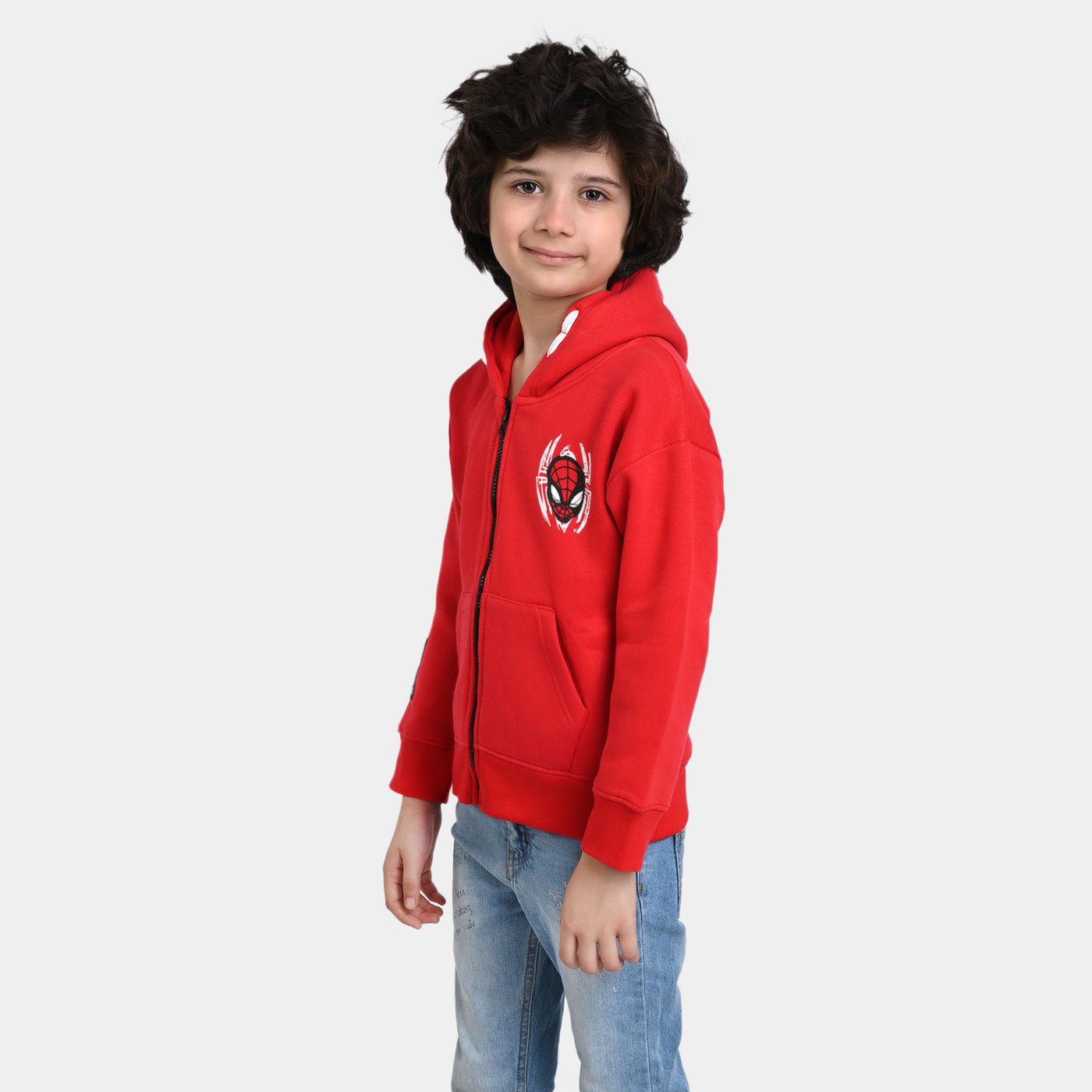 Boys Fleece Knitted Jacket Spidey-Red