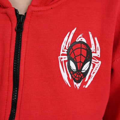Boys Fleece Knitted Jacket Spidey-Red