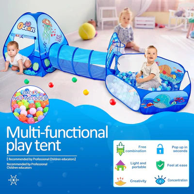 3in 1 Kids Play Tent Tunnel