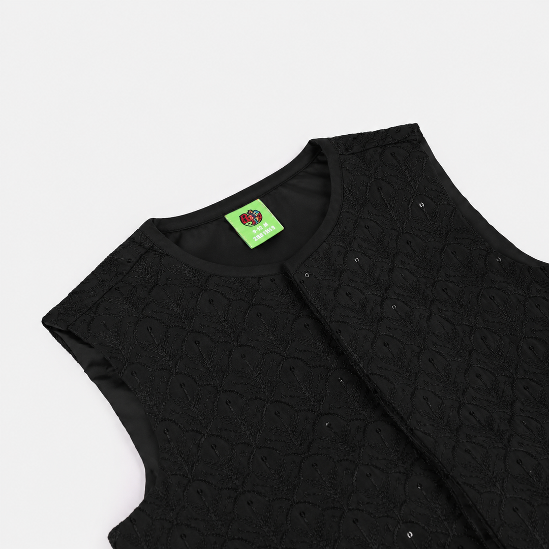 Infant Boys Poly Viscose Waistcoat (Charm)-BLACK