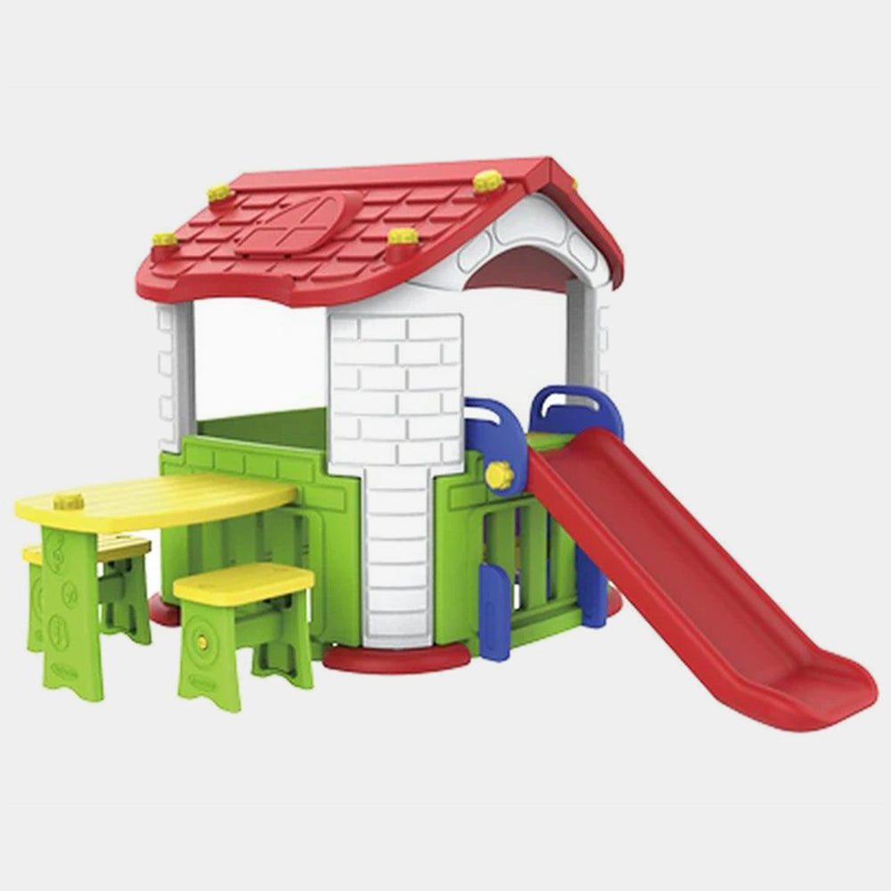 Kids Activity Playhouse with Slide & Table Set