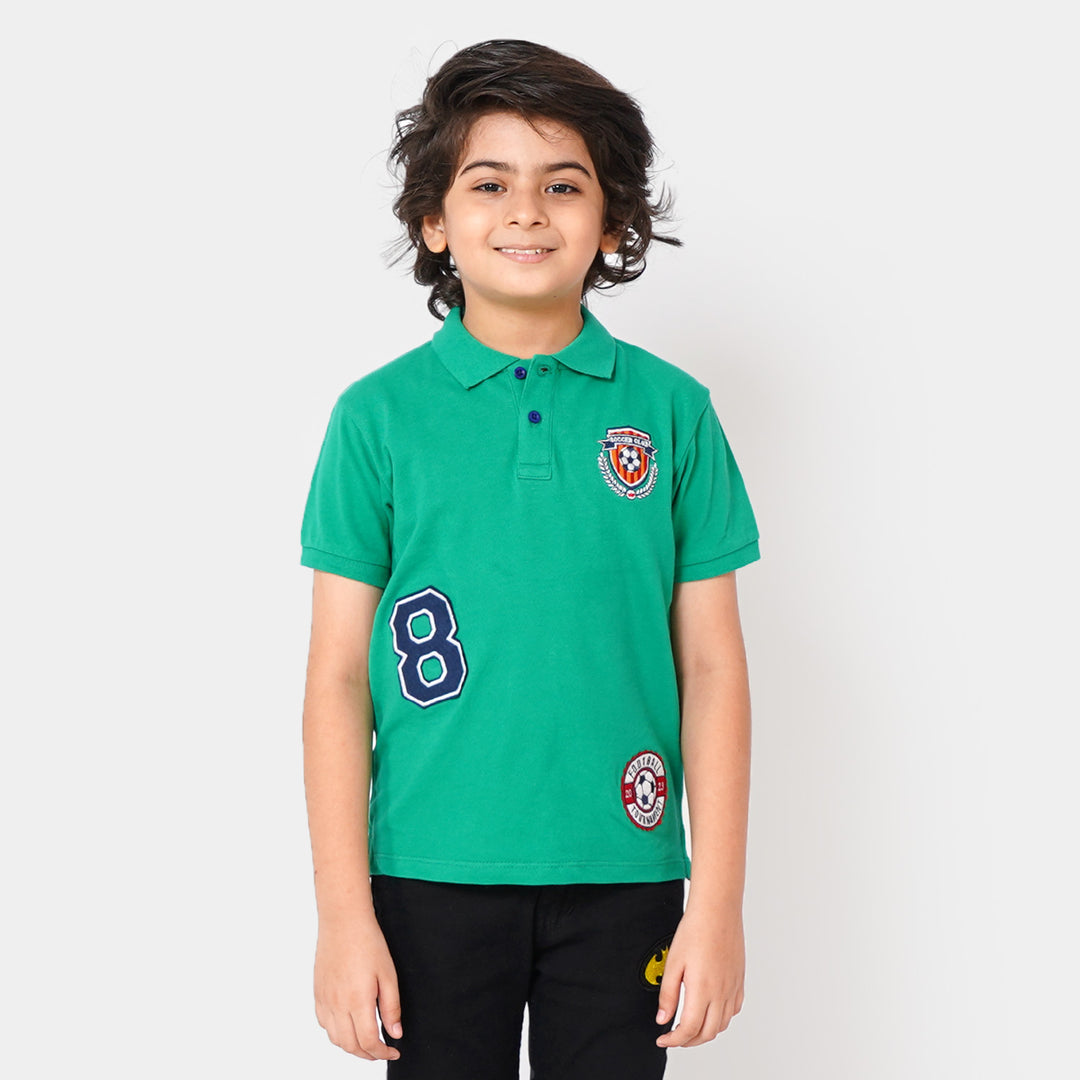 Boys Cotton Polo Soccer Club - Holly Green