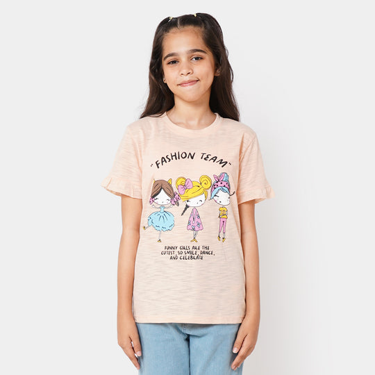 Girls T-Shirt Fashion Team - Light Peach