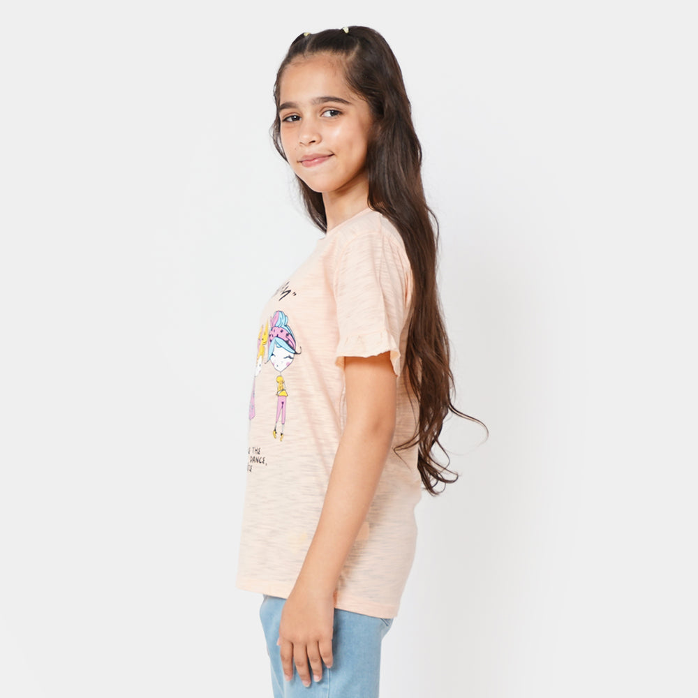 Girls T-Shirt Fashion Team - Light Peach