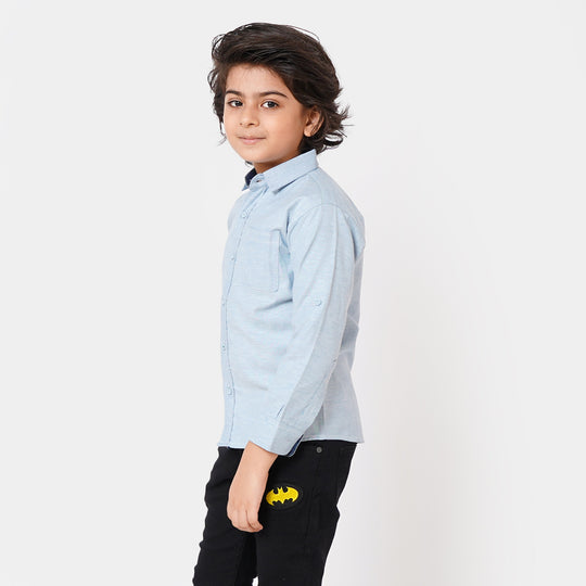 Boys Casual Shirt Neon Thread - L/BLUE