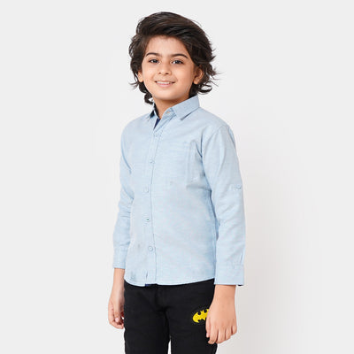 Boys Casual Shirt Neon Thread - L/BLUE