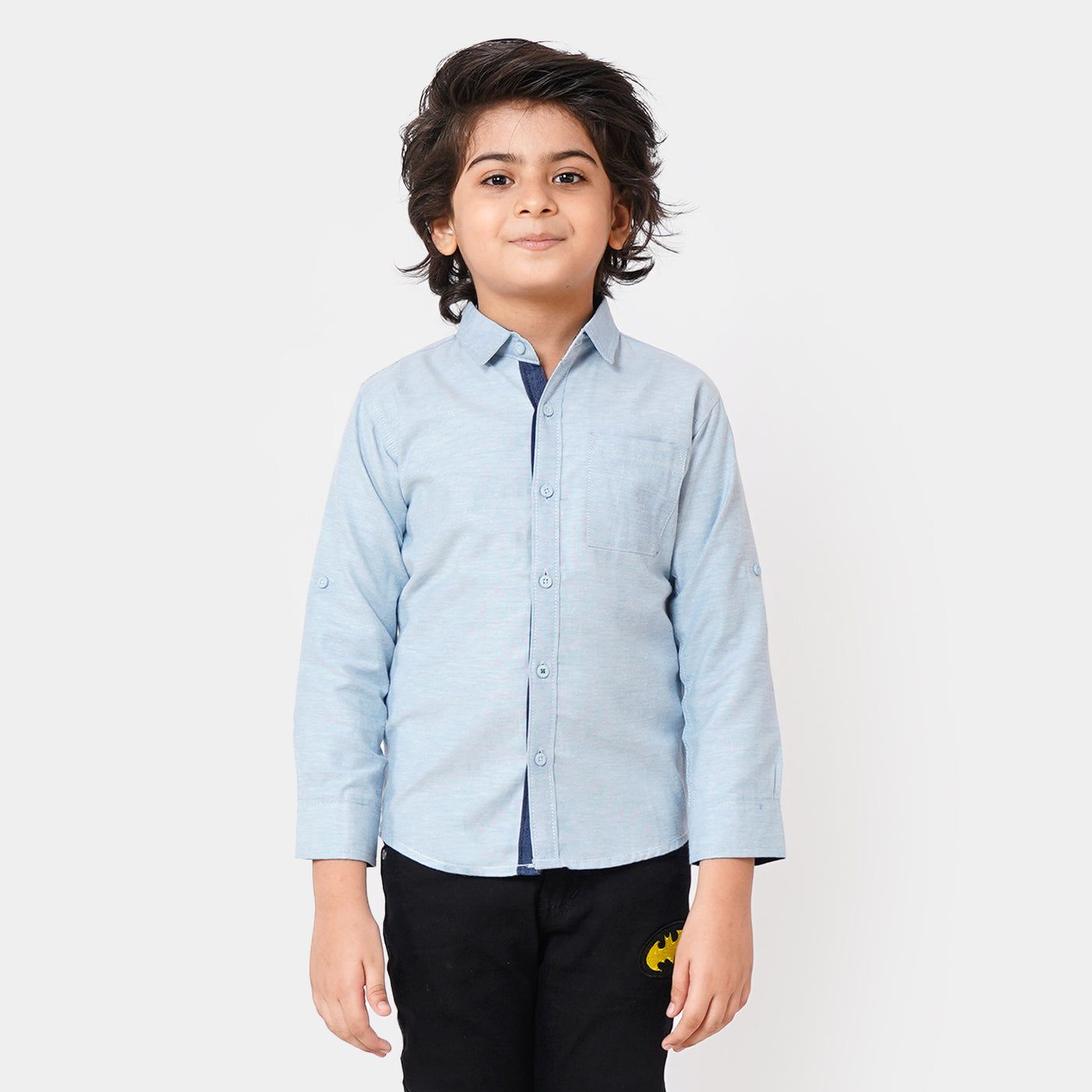 Boys Casual Shirt Neon Thread - L/BLUE