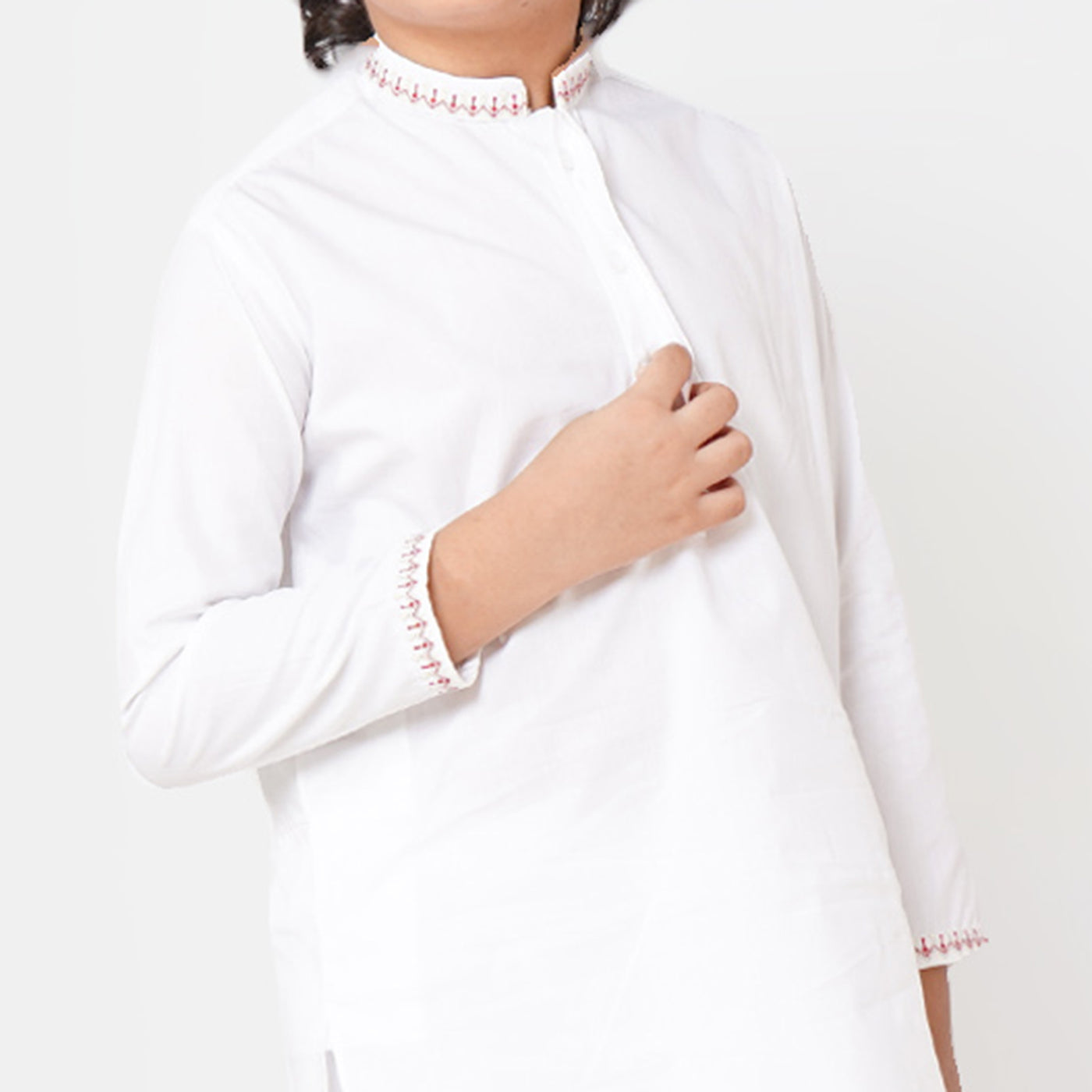 Boys EMBROIDERED Kurta Pajama 708 - White