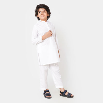 Boys EMBROIDERED Kurta Pajama 708 - White