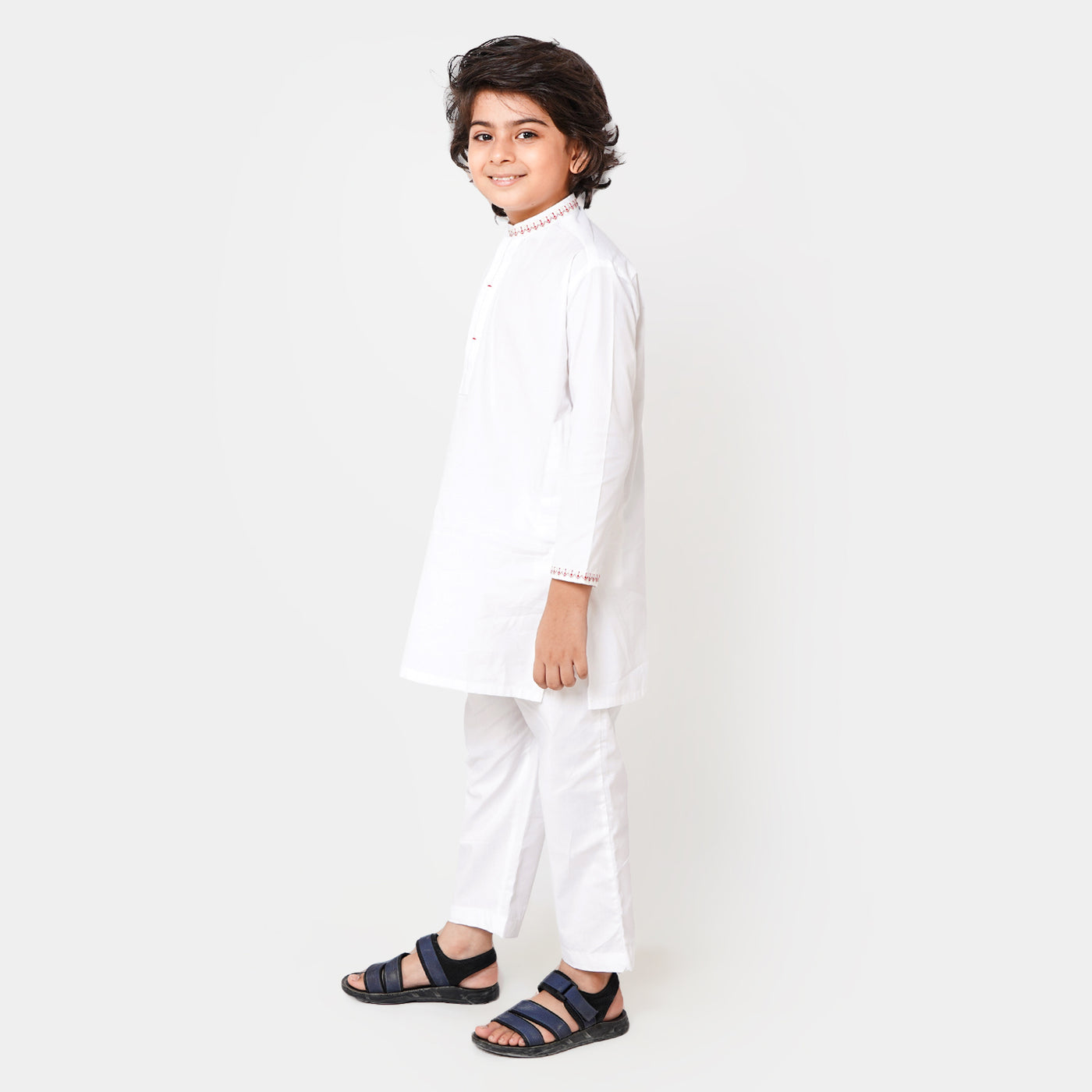 Boys EMBROIDERED Kurta Pajama 708 - White