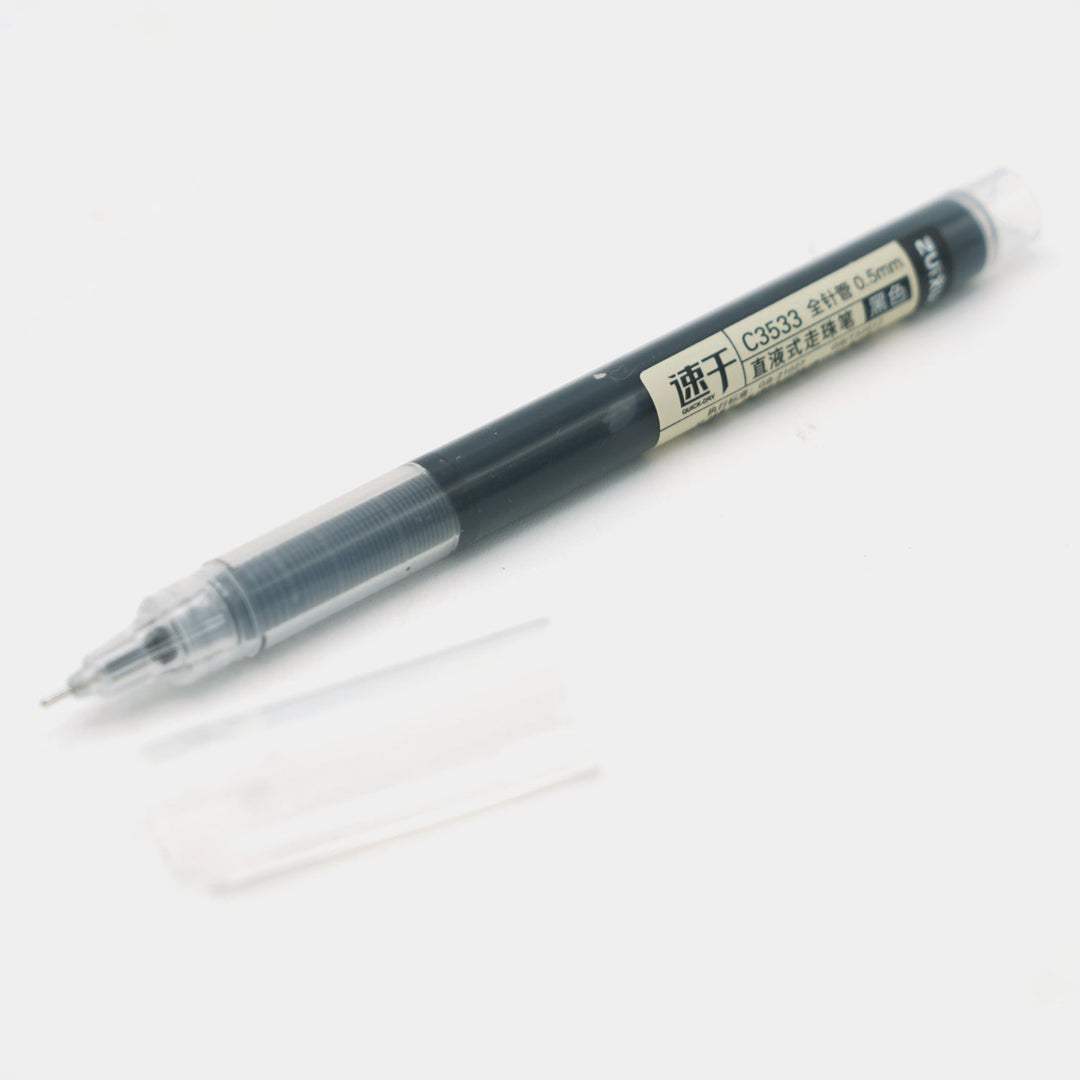 0.5mm full needle straight liquid pen -Black ink