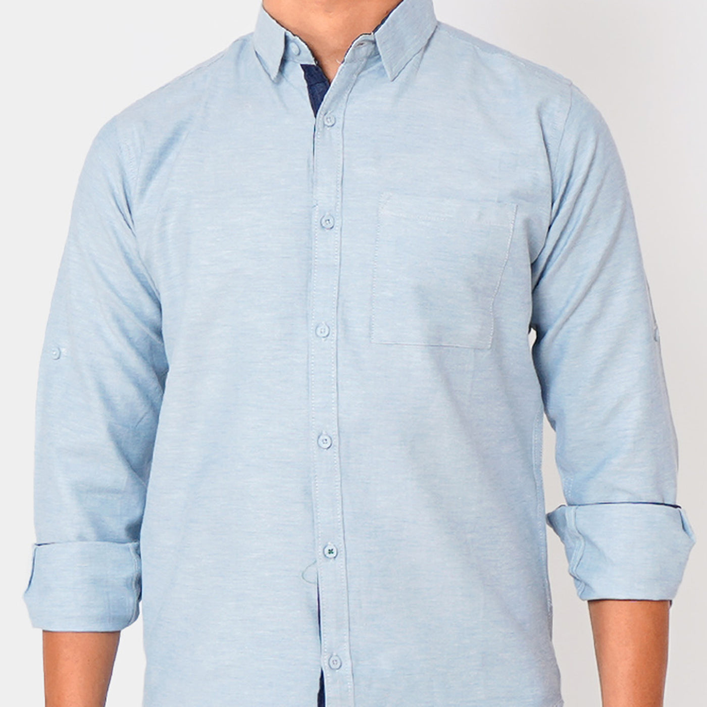 Teens Boys Casual Shirt Neon Thread - L/BLUE
