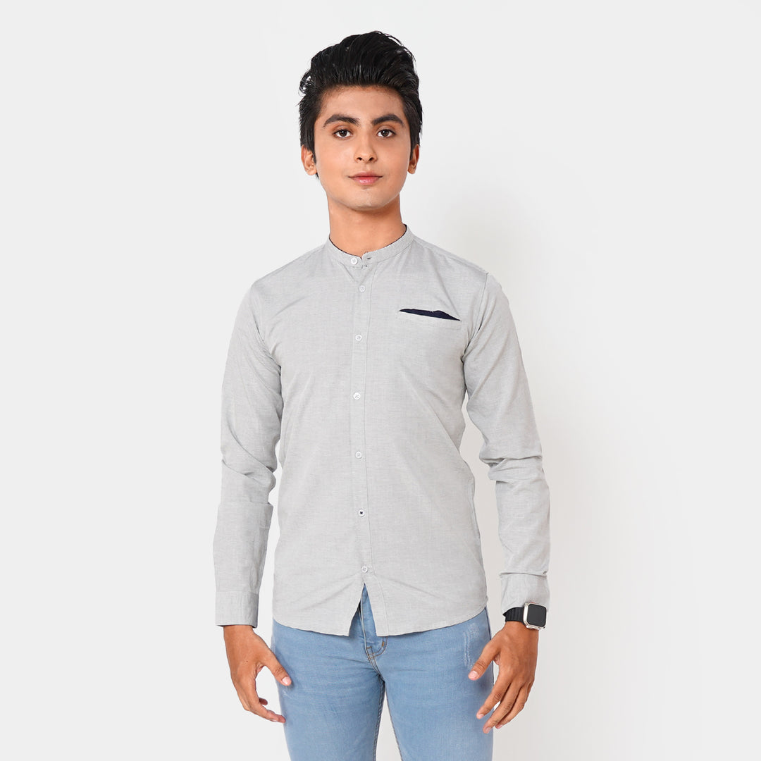 Boys Chambray Casual Shirt Navy Loop | GREY