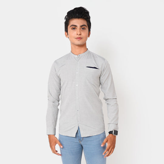 Boys Chambray Casual Shirt Navy Loop | GREY