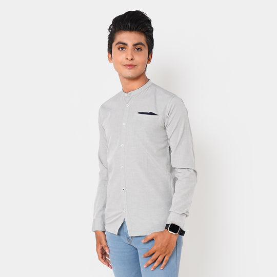 Boys Chambray Casual Shirt Navy Loop | GREY