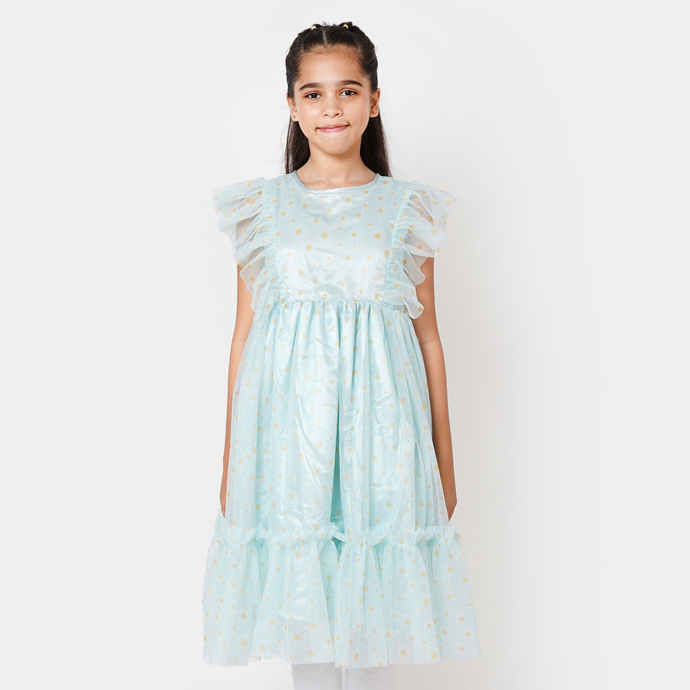 Girls Fancy Frock Floral - Mint