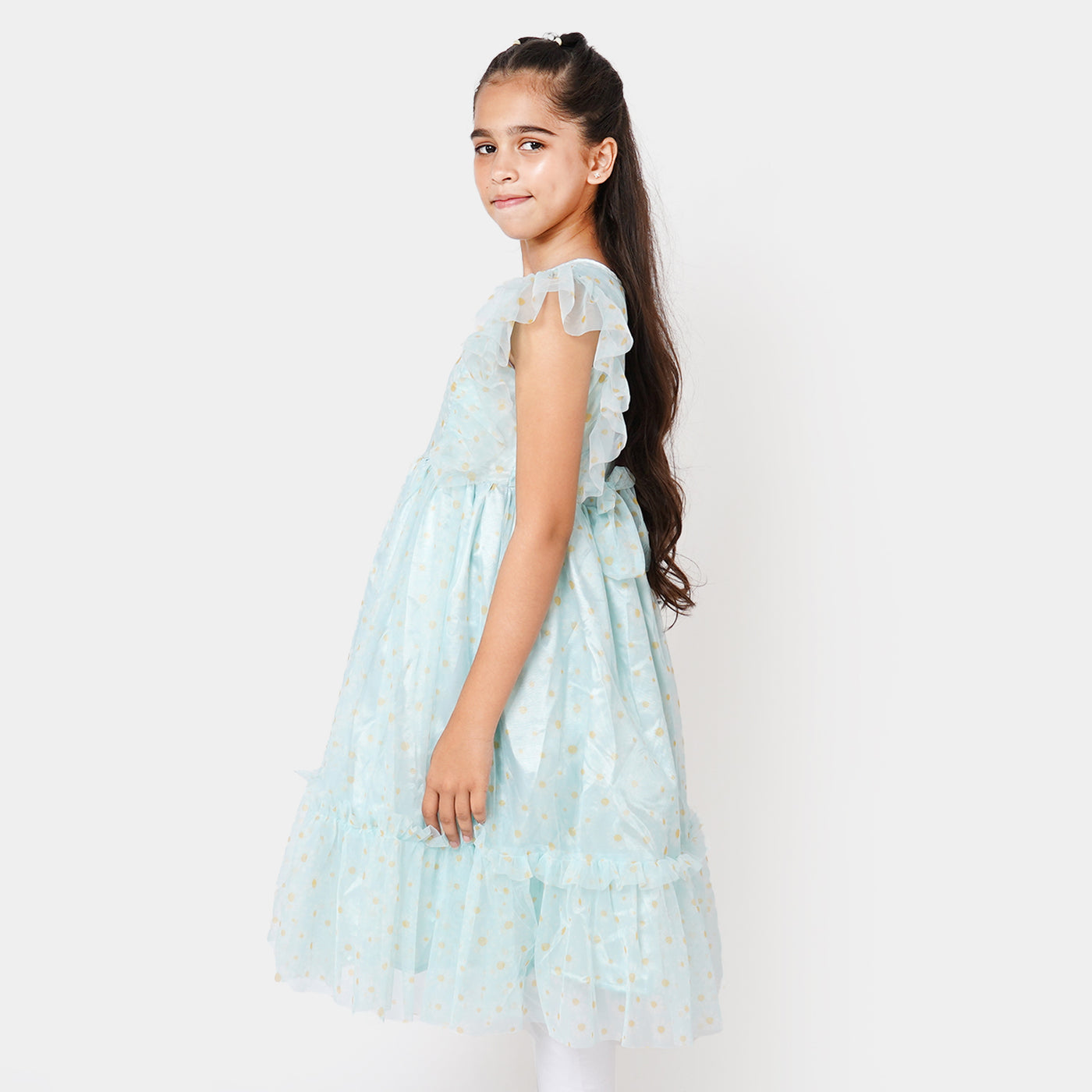 Girls Fancy Frock Floral - Mint