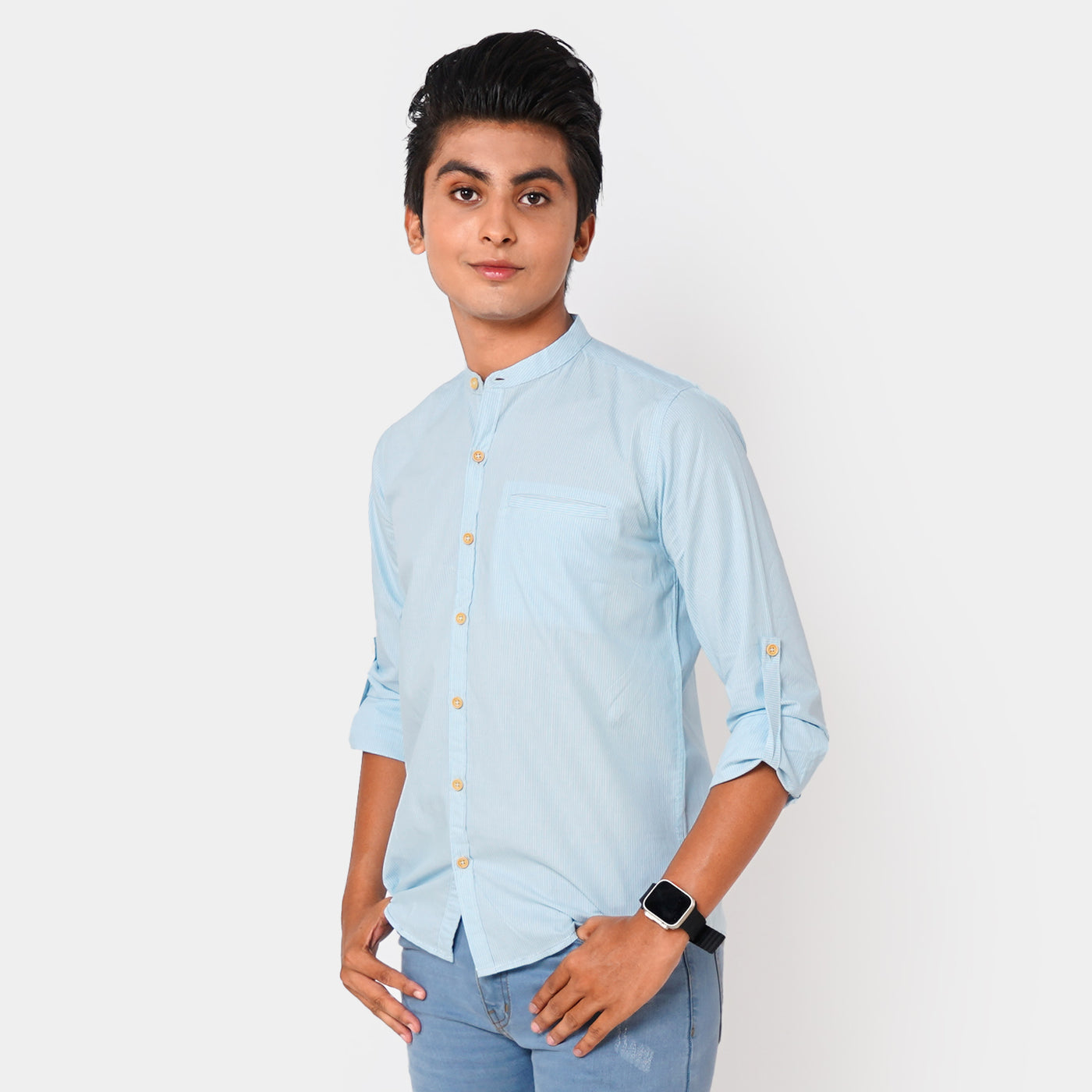 Teens Boys Yard Casual Shirt Stripes - L/BLUE