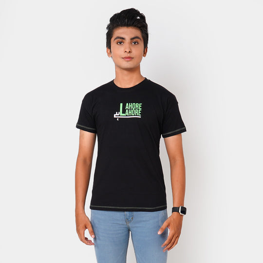 Teens Boys Cotton T-Shirt Lahore - BLACK