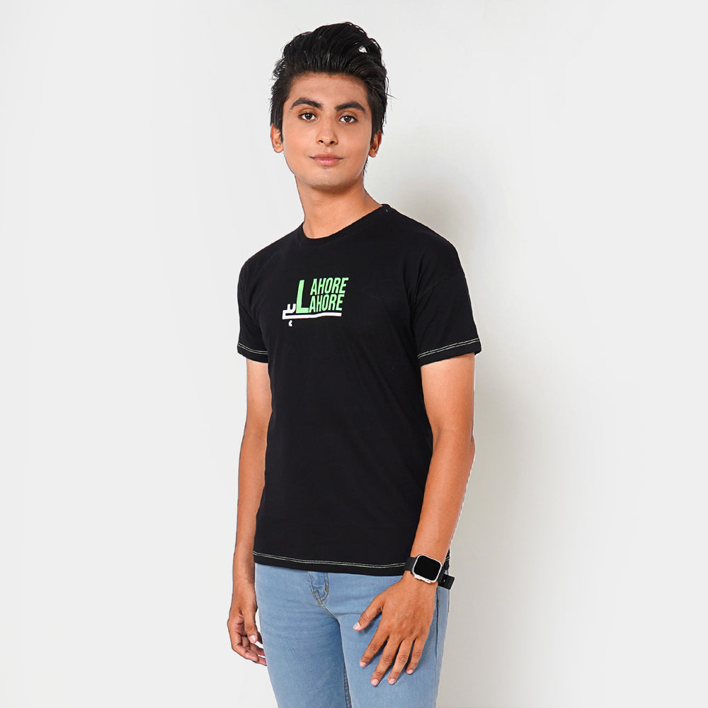 Teens Boys Cotton T-Shirt Lahore - BLACK