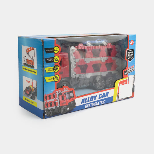 2-in-1 Deformation Alloy Car Carrier Truck Set