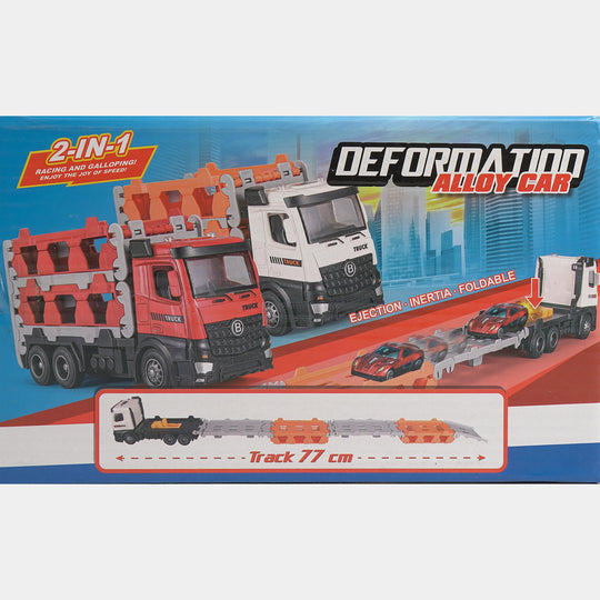 2-in-1 Deformation Alloy Car Carrier Truck Set
