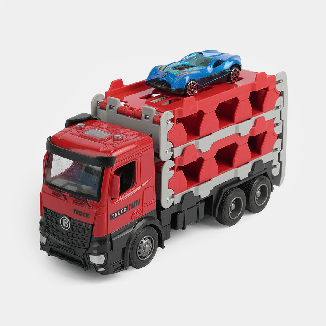 2-in-1 Deformation Alloy Car Carrier Truck Set
