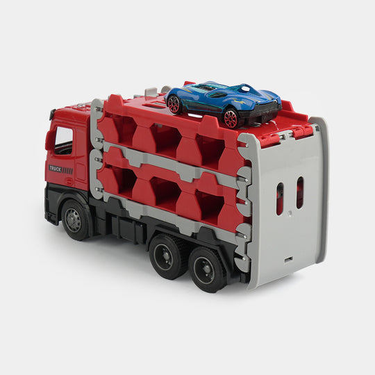 2-in-1 Deformation Alloy Car Carrier Truck Set