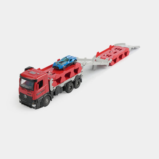 2-in-1 Deformation Alloy Car Carrier Truck Set