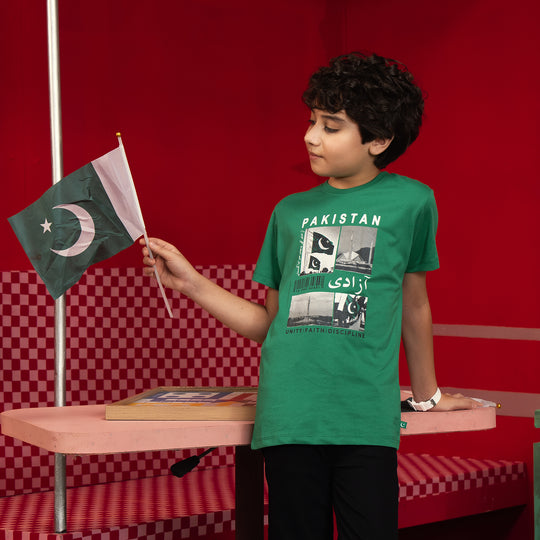 Boys Cotton Jersey T-Shirt Azaadi-Green