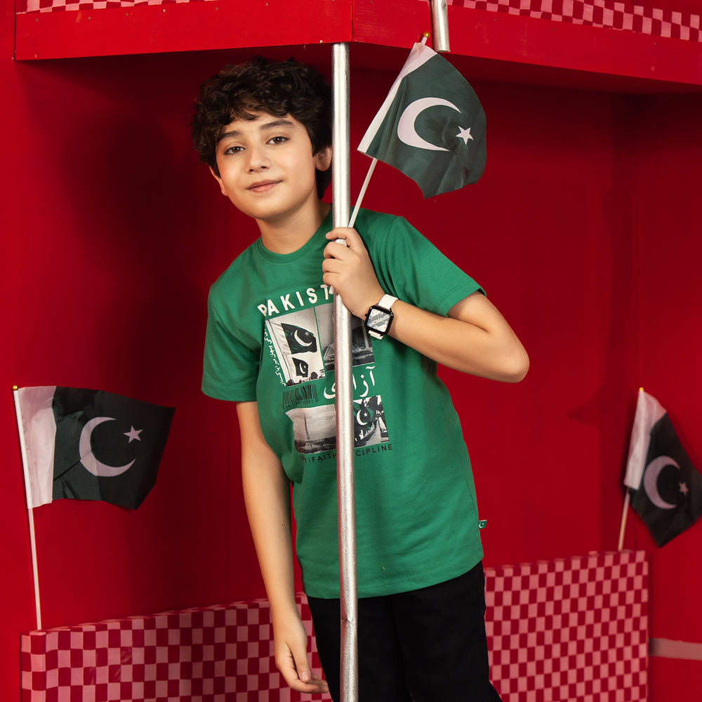 Boys Cotton Jersey T-Shirt Azaadi-Green