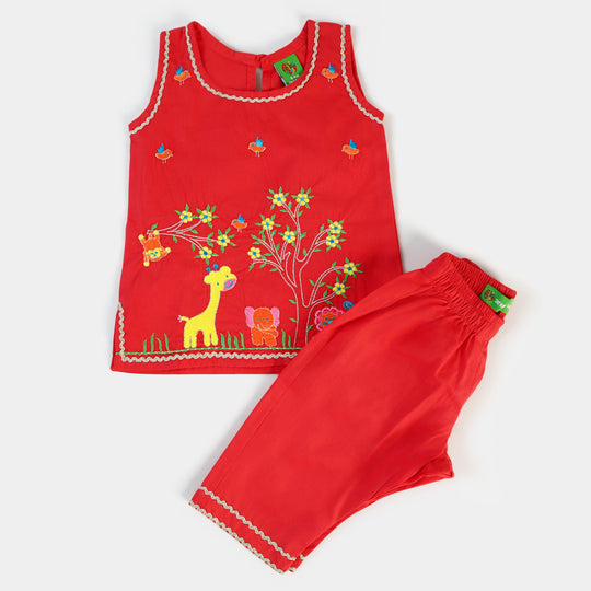 Infant Girls 2PCs Suit Baby Jungle -Red