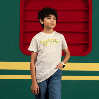 Boys Cotton Jersey T-Shirt Pakistan Zindabad-White