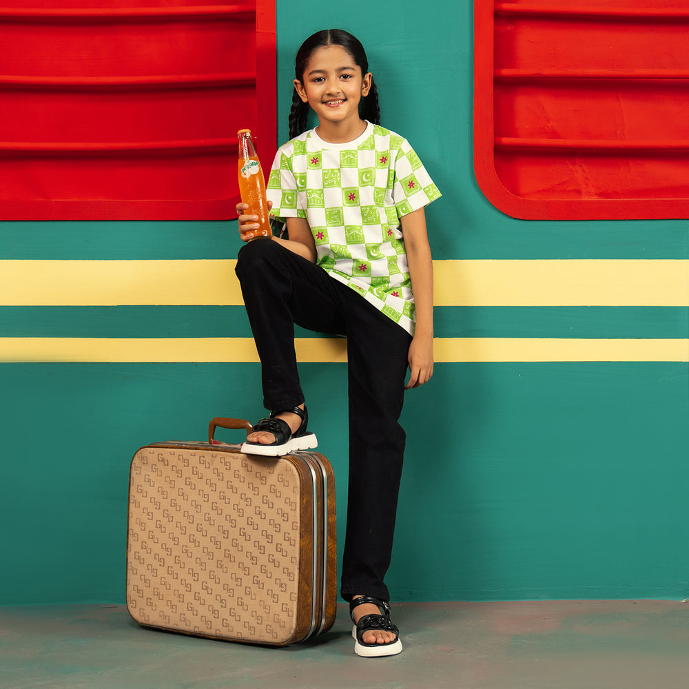 Girls Roshan Pakistan T-Shirt – Green & White