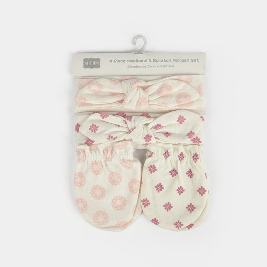Baby Headband & Mittens Set | 4Pcs