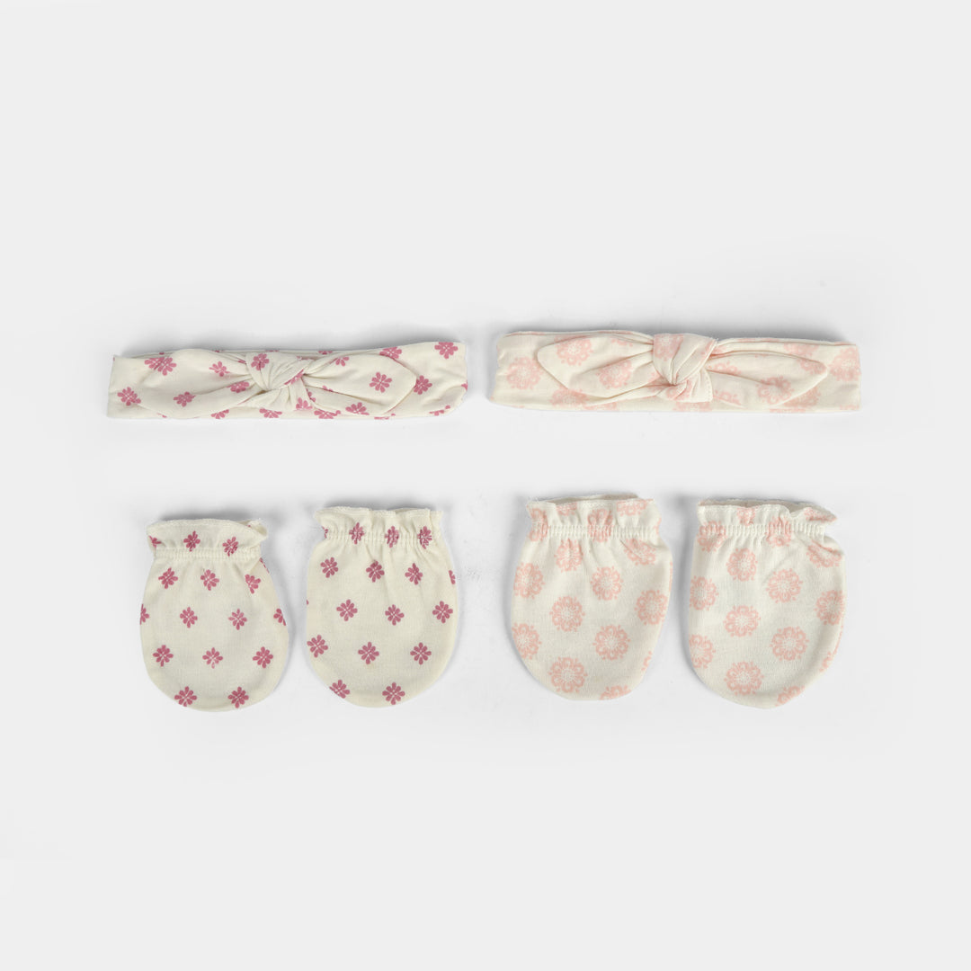 Baby Headband & Mittens Set | 4Pcs