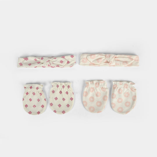 Baby Headband & Mittens Set | 4Pcs